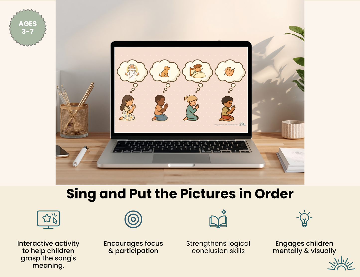 I Pray in Faith verse 2: Put the Pictures in Order- interactive digital activity