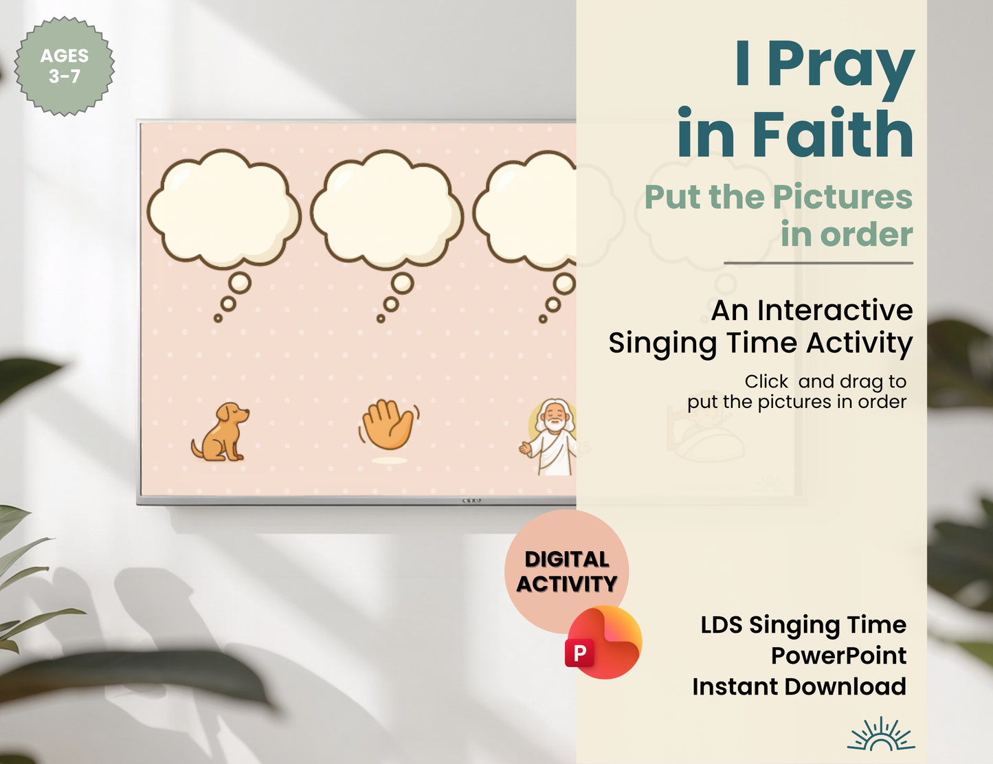 I Pray in Faith verse 2: Put the Pictures in Order- interactive digital activity