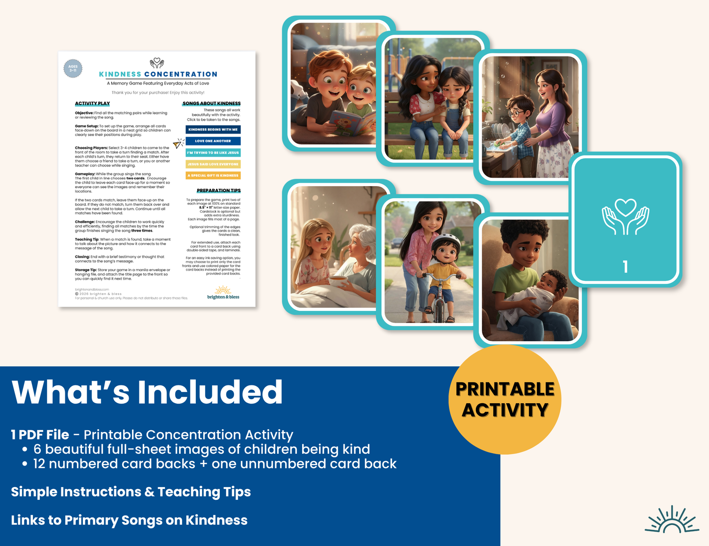 Printable - Kindness Concentration Activity
