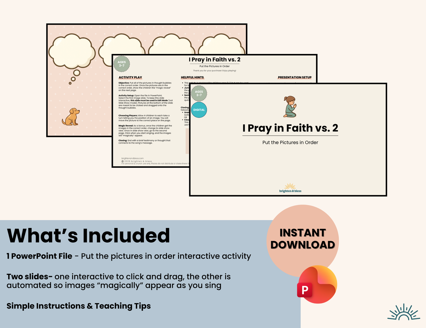 I Pray in Faith verse 2: Put the Pictures in Order- interactive digital activity